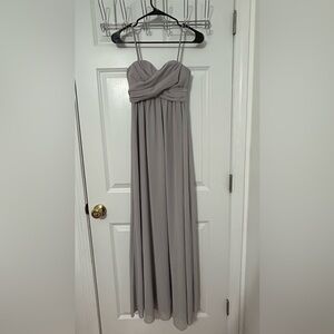 H&M long removable strap / sweetheart neck chiffon dress in silver / grey